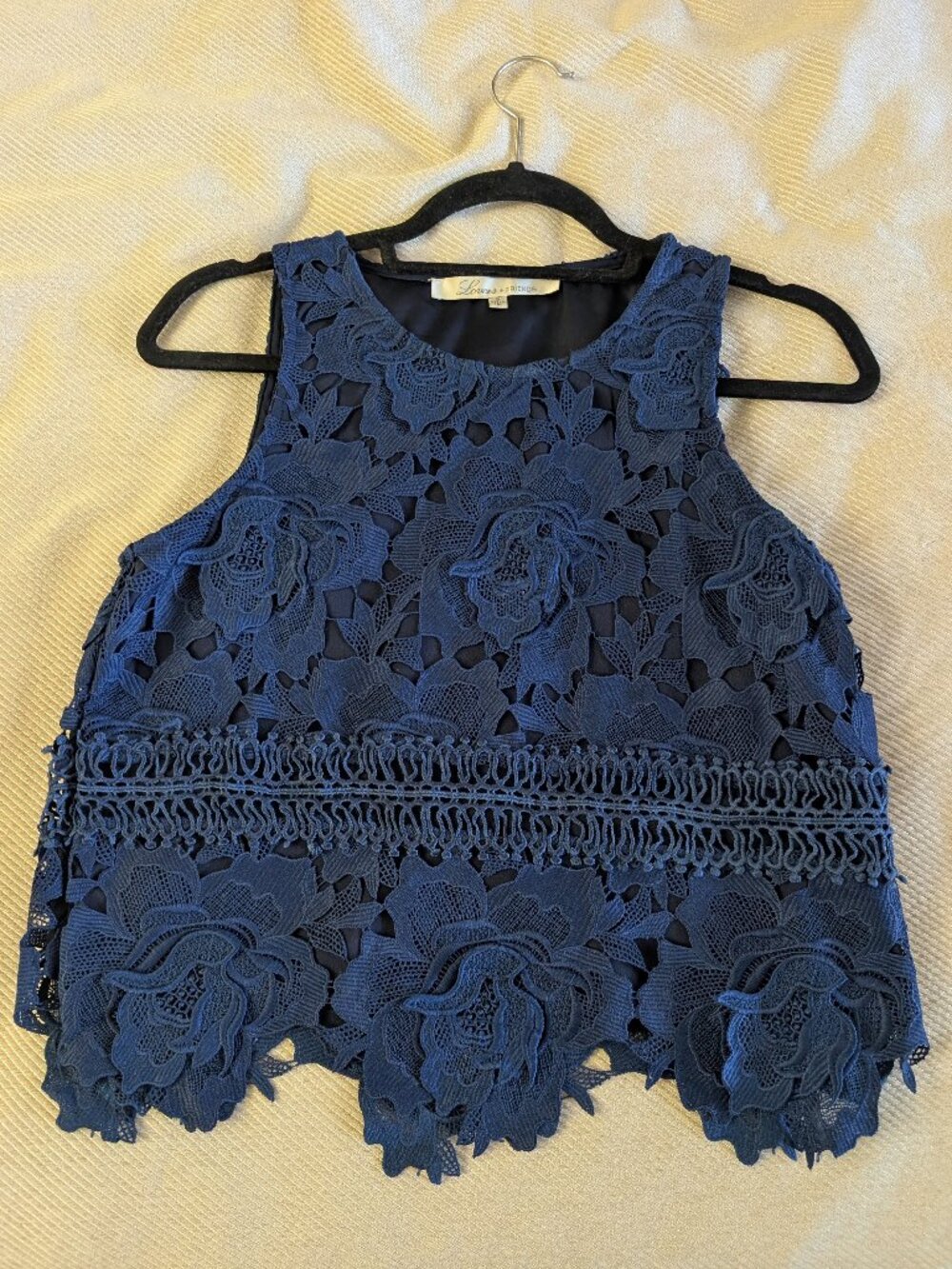 Pretty blue lace formal sleeveless top